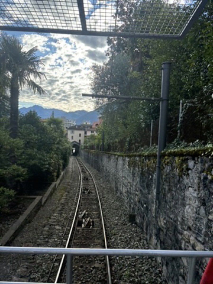 Looking along the track from a funicular in Locarno